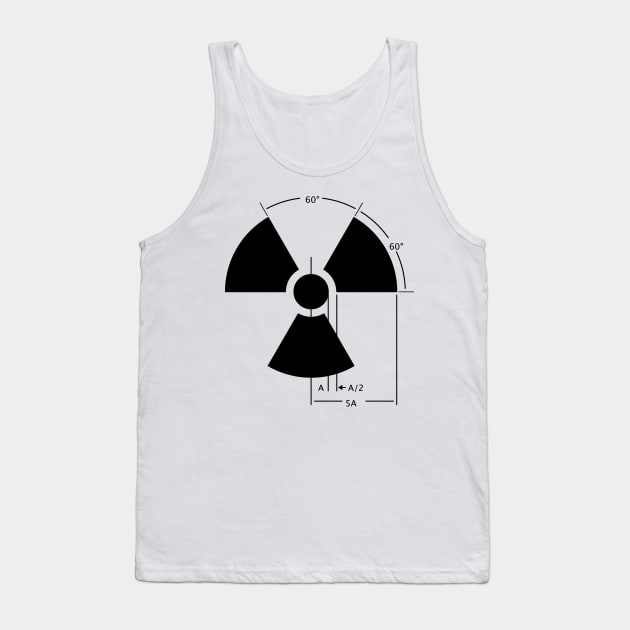 Warning Radiation Sign Design Black on White Tank Top by Rupert Russell